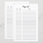 Bullet Journal Prayer Request List Planner Invoege (Voorkant / Achterkant)
