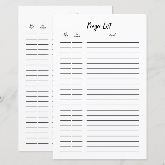 Bullet Journal Prayer Request List Planner Invoege (Voorkant / Achterkant)