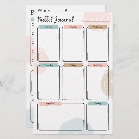 Bullet Journal voor weekplanning (Voorkant / Achterkant)