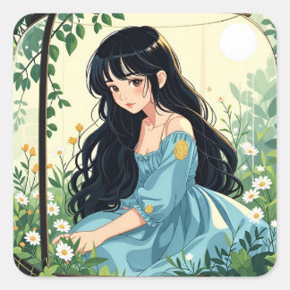 Bullet Journaling Series3 - Terrarium Girl 3 Vierkante Sticker