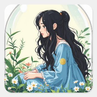 Bullet Journaling Series4 - Terrarium Meisje 4 Vierkante Sticker