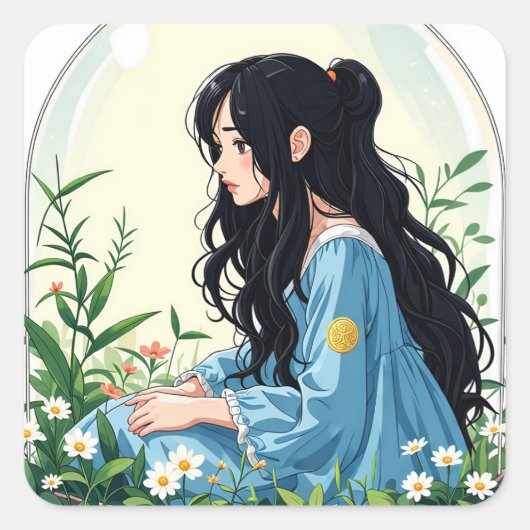 Bullet Journaling Series4 - Terrarium Meisje 4 Vierkante Sticker (Voorkant)