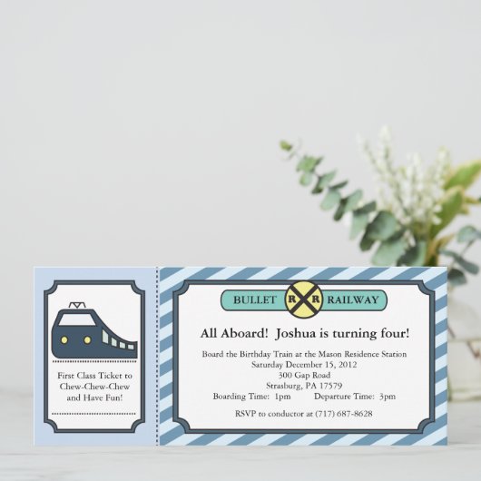 Bullet Train Ticket Invitation Kaart (Staand voorkant)