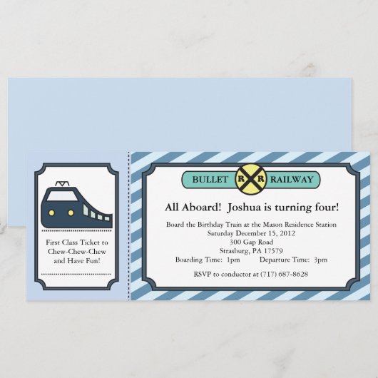 Bullet Train Ticket Invitation Kaart (Voorkant / Achterkant)