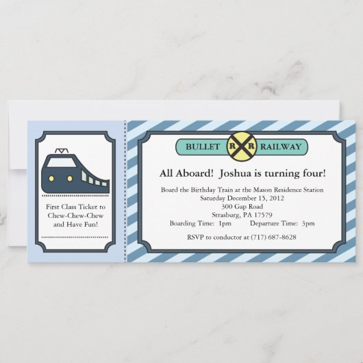 Bullet Train Ticket Invitation Kaart (Voorkant)