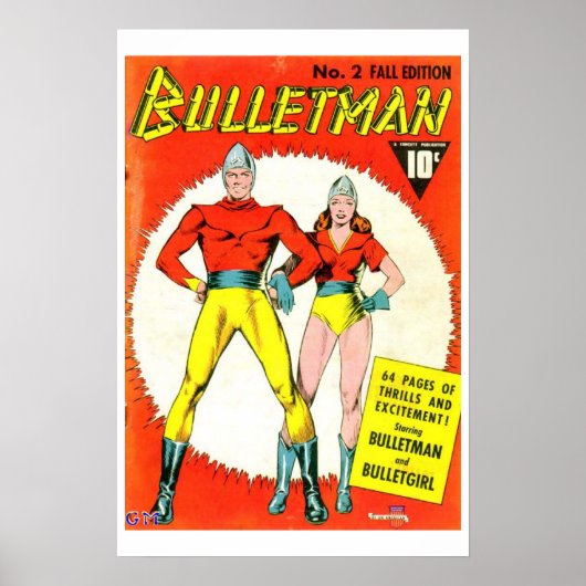 Bulletman  Comic Book Hoesje Poster (Voorkant)