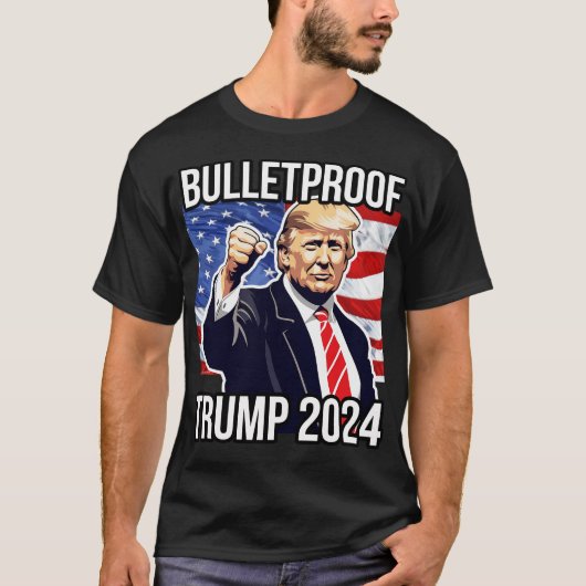 Bulletproof Pro Donald Trump 2024 Verkiezing Veren T-shirt (Voorkant)