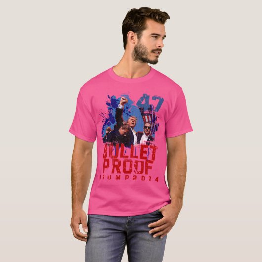 Bulletproof Trump 2024 moord Trump Rally P T-shirt (Voorkant volledig)