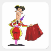 Bullfighter en Red Cape Square Sticker (Voorkant)