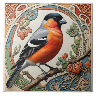 Bullfinch - Art Nouveau Keramische Tegel Tegeltje