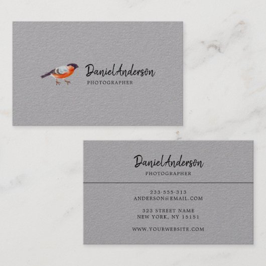 Bullfinch Bird Photographer Visitekaartje (Voorkant / Achterkant)