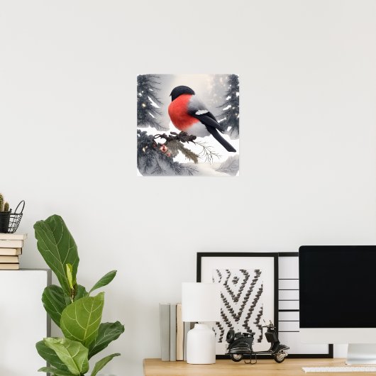 Bullfinch bird poster (Thuiskantoor)