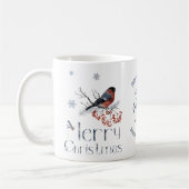 Bullfinch Bird Red Berries Merry Kerstry Koffiemok (Links)