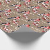 Bullfinch Bird Sneeuwrode bessen Vrolijk Kerstfees Cadeaupapier (Hoek)