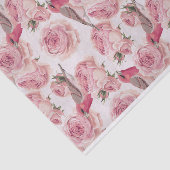 Bullfinch Birds neergestreken op roze rozen patroo Tissuepapier (Detail)