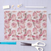 Bullfinch Birds neergestreken op roze rozen patroo Tissuepapier (Craft)