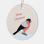Bullfinch en Snow Merry Christmas-Ornament Keramisch Ornament (Links)