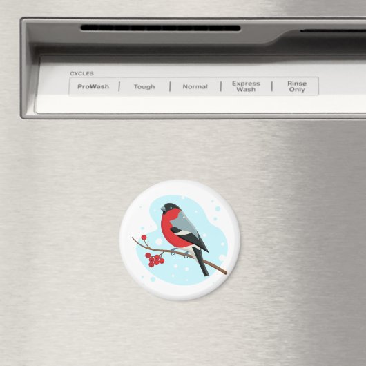 Bullfinch. Mooie winter Magneet (Insitu (Vaatwasser))