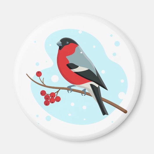 Bullfinch. Mooie winter Magneet (Voorkant)
