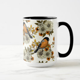 Bullfinch on autumn florals 2 mok