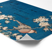 Bullfinch op een Weping Cherry Branch van Hokusai Poster (Hoek)