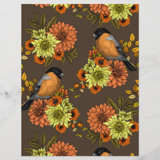 Bullfinch op herfstfloralen (Voorkant)