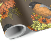 Bullfinch op herfstfloralen cadeaupapier (Rol Hoek)