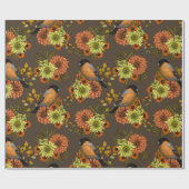 Bullfinch op herfstfloralen cadeaupapier (Vlak)
