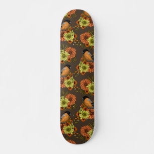 Bullfinch op herfstfloralen persoonlijk skateboard