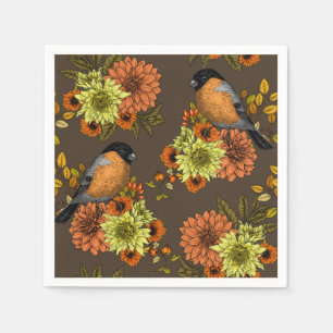 Bullfinch op herfstfloralen servet