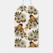 Bullfinch op herfstflorals 2 cadeaulabel (Achterkant)