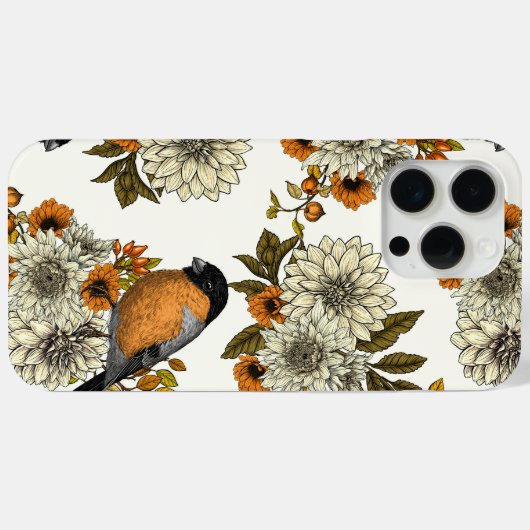 Bullfinch op herfstflorals 2 Case-Mate iPhone case (Achterkant (horizontaal))