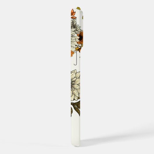 Bullfinch op herfstflorals 2 iPhone hoesje (Rechterkant)