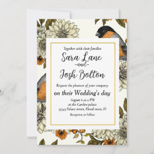 Bullfinch op herfstflorals 2 kaart