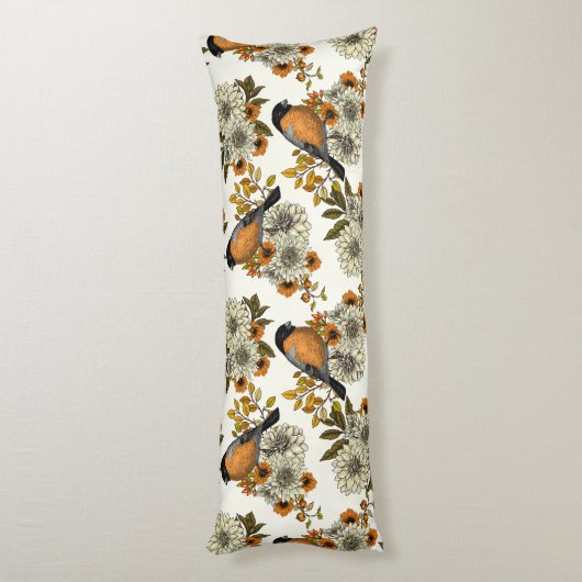Bullfinch op herfstflorals 2 lichaamskussen (Achterkant (Verticaal))