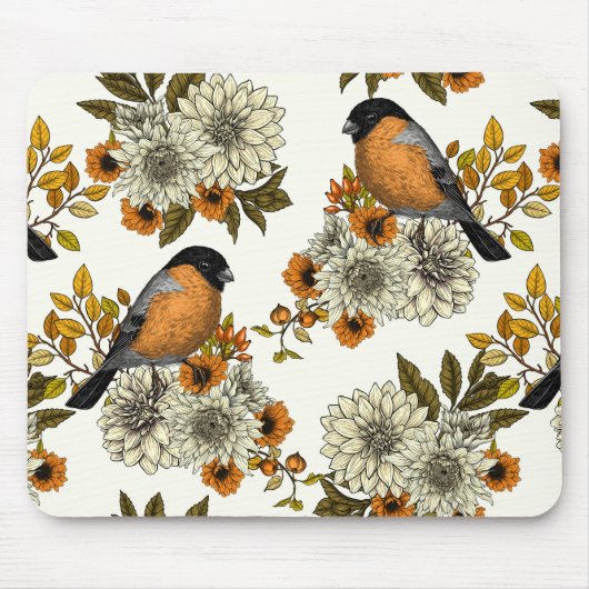 Bullfinch op herfstflorals 2 muismat (Voorkant)