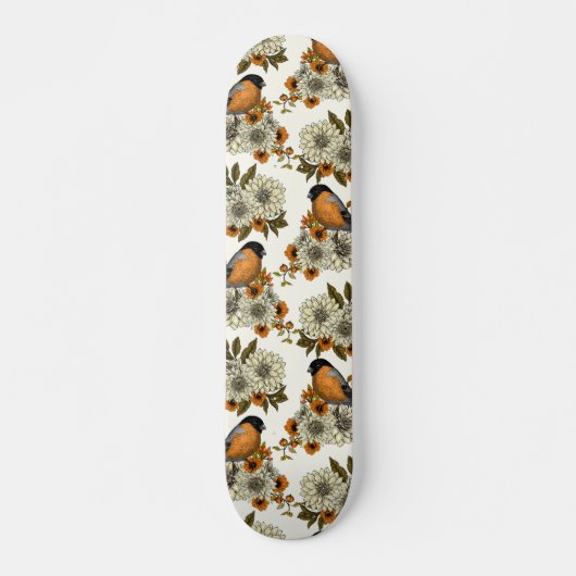 Bullfinch op herfstflorals 2 persoonlijk skateboard (Voorkant)