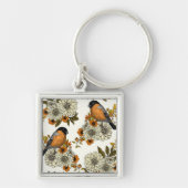 Bullfinch op herfstflorals 2 sleutelhanger (Voorkant)