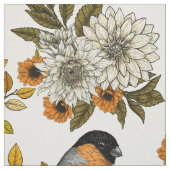 Bullfinch op herfstflorals 2 stof (Swatch)