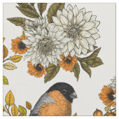 Bullfinch op herfstflorals 2 stof (Close Up)