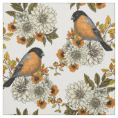 Bullfinch op herfstflorals 2 stof (Swatch)