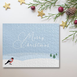 Bullfinch & Snowy Landschap Vrolijke Kerstpuzzel Legpuzzel
