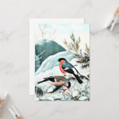 Bullfinches in het winterlandschap kaart (Voorkant / Achterkant in situ)