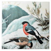 Bullfinches in het winterlandschap tegeltje (Voorkant)