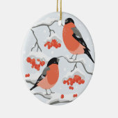 Bullfines op rowantakken keramisch ornament (Rechts)