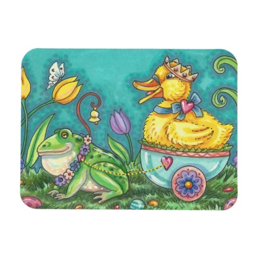 BULLFROG EN DUCK PRINCE EASTER SPRING MAGNET MAGNEET (Horizontaal)
