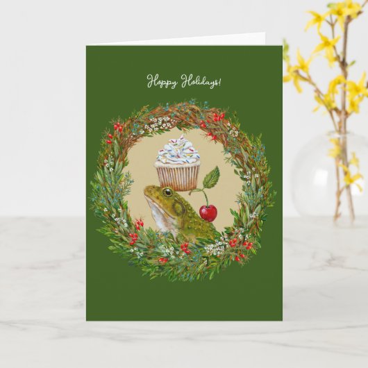 bullfrog HOPPY feestdagen kaart (Gele Bloem)