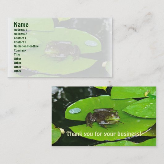 Bullfrog op het Visitekaartje Lilypads (Voorkant / Achterkant)
