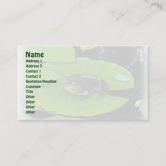 Bullfrog op het Visitekaartje Lilypads (Voorkant)