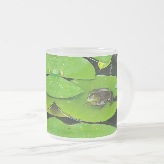 Bullfrog op Lilypads Matglas Koffiemok (Voorkant rechts)